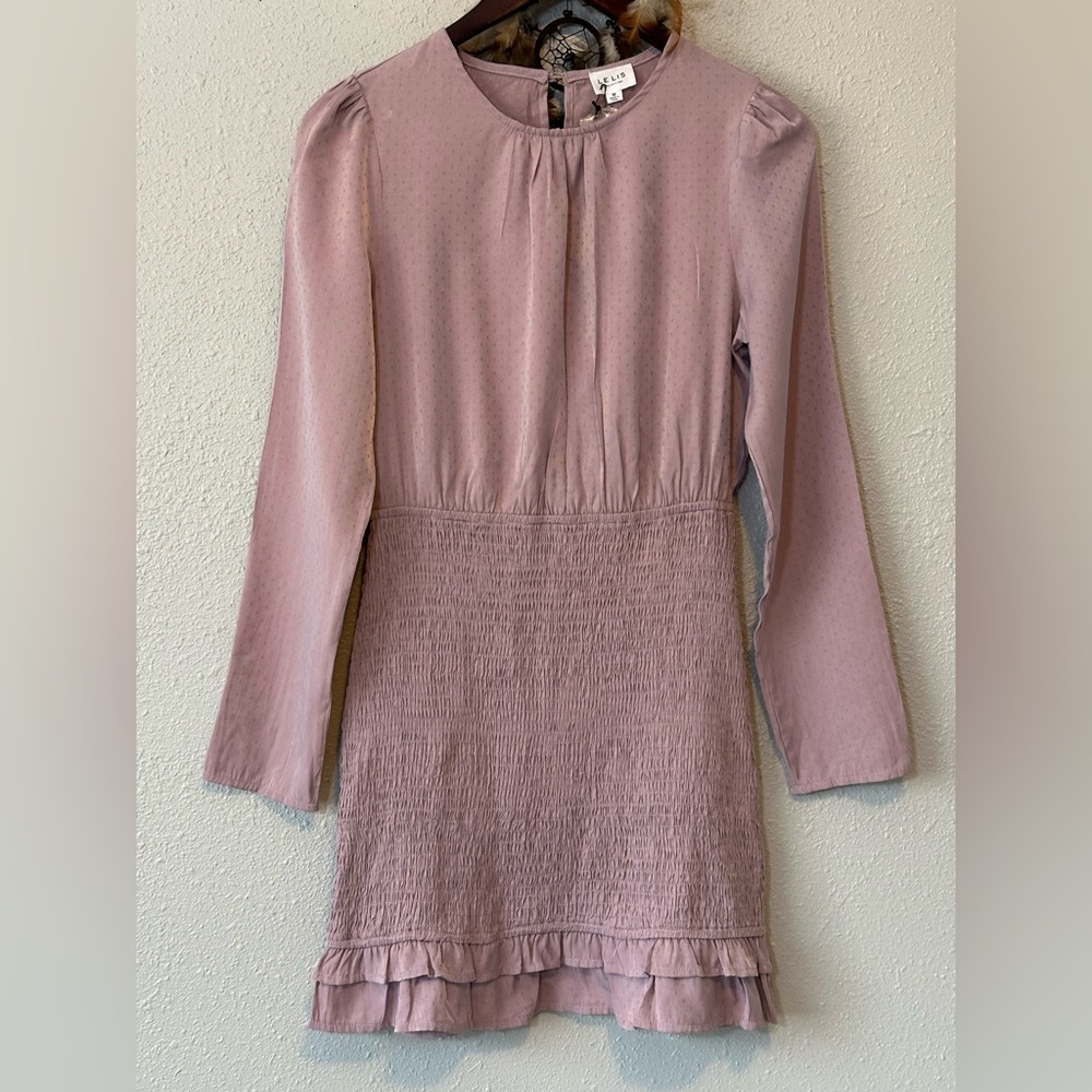 LE LIS Collection Women’s Smocked Mini Dress Long Sleeve Size M NWT Cocktail